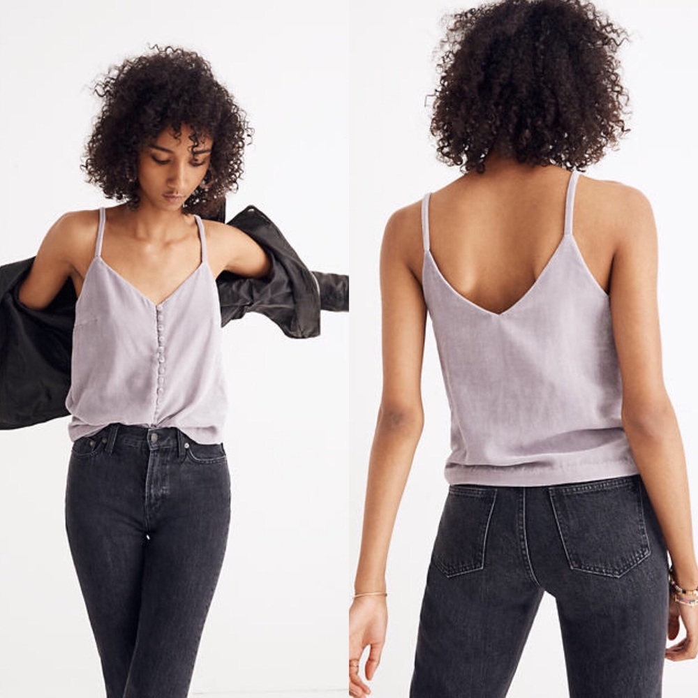 Madewell Button Down Velvet Camisole Thistle